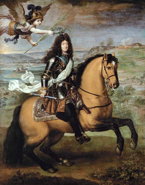 Equestrian Portrait of Louis XIV (1638-1715) Crowned by Victory à Pierre Mignard