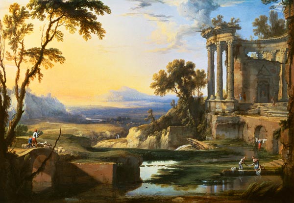 Italian landscape with ruins à Pierre Patel