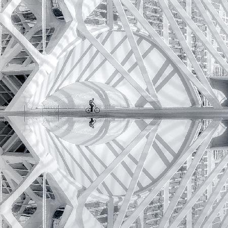 Cyclist on his route........