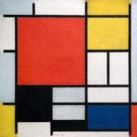 Composition avec rouge, jaune, bleu et noir 
