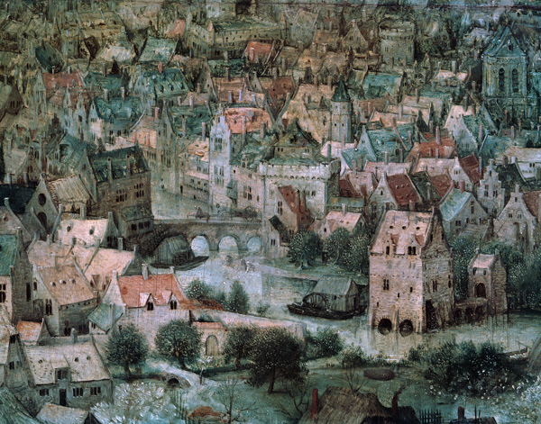 La construction de tour à des Babel Détail : Maisons à Pieter Brueghel l'Ancien