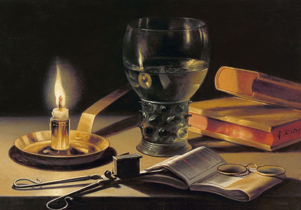 nature morte avec la bougie brûlante à Pieter Claesz