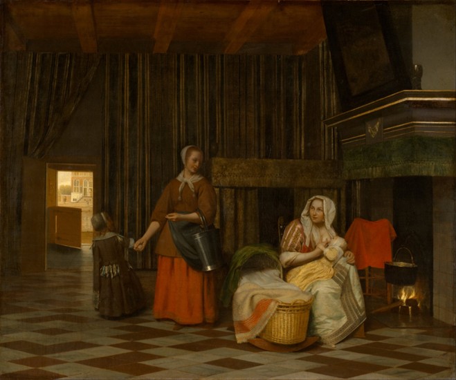 Woman and Child with Serving Maid à Pieter de Hooch