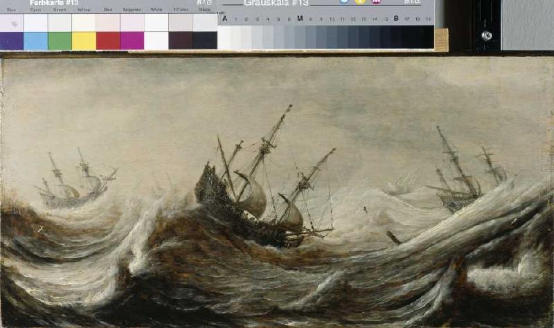 Schiffe in stürmischer See. à Pieter Mulier