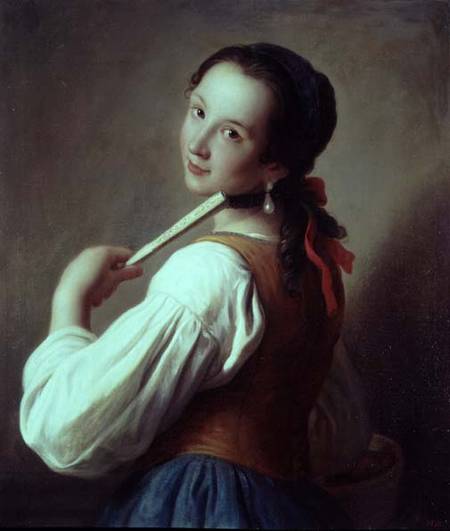 Young Girl wearing a pearl earring à Pietro Antonio Conte Rotari