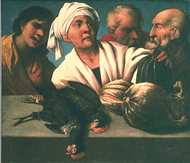Genre-Szene mit geschlachteten Hähnen à Pietro della Vecchia Muttoni