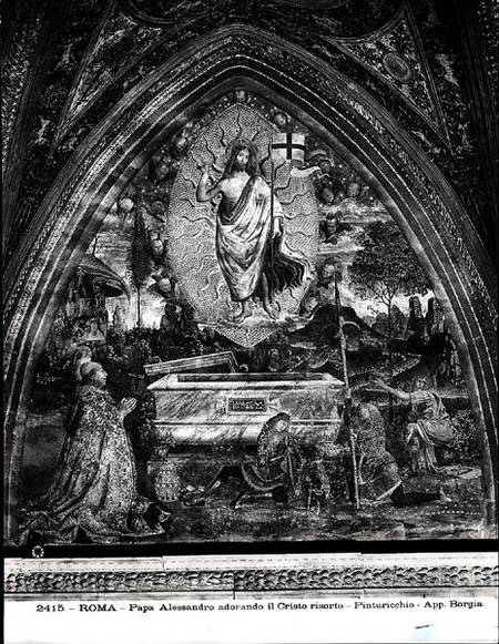 Pope Alexander VI (1431-1503) Adoring the Resurrected Christ à Pinturicchio