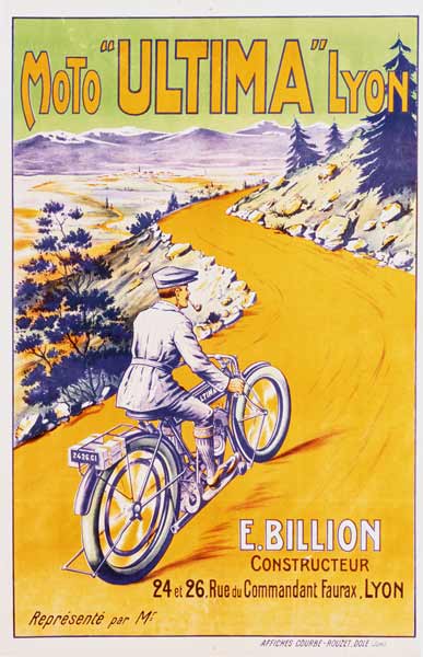 Moto ''Ultima'' Lyon à Affiche Vintage