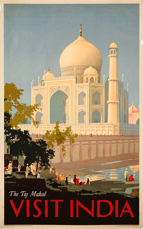 Visit India, The Taj Mahal à Affiche Vintage