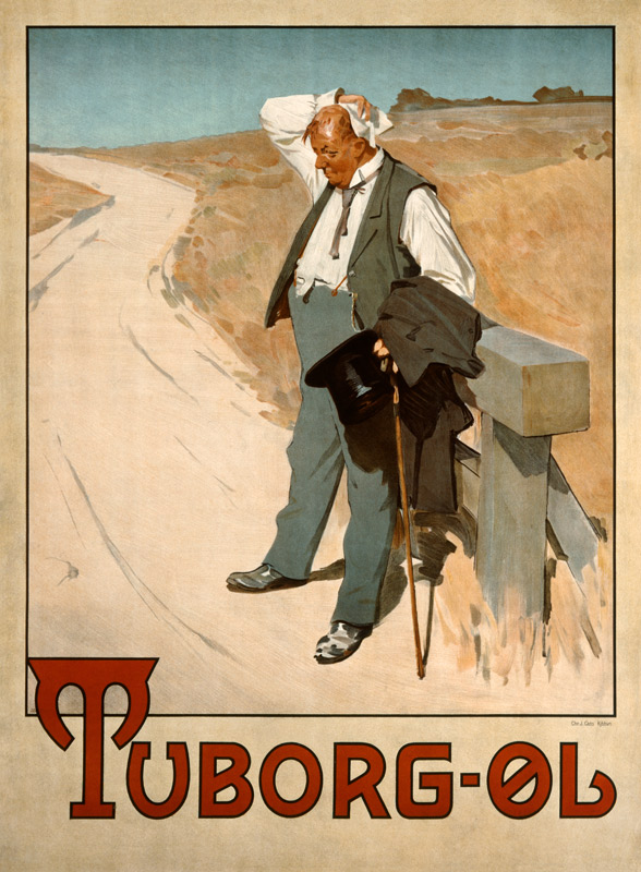 Affiche publicitaire pour les bières Tuborg, 1900, d'Erich Henningsen à Affiche Vintage