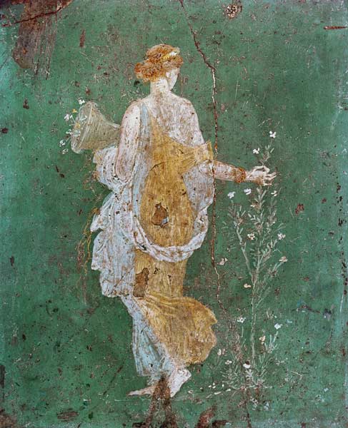Flore avec la corne d'abondance à Pompei, peinture murale