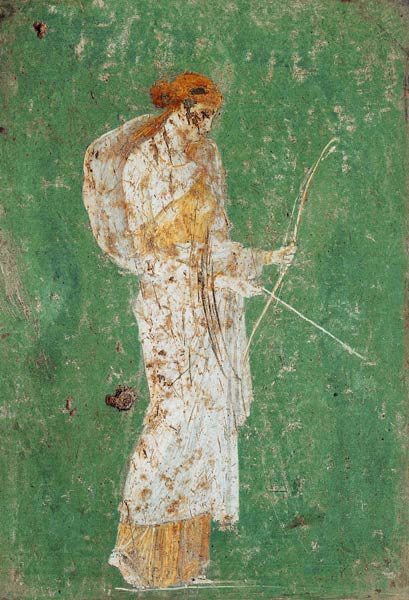 Roman civilization. Fresco depicting Diana à Pompei, peinture murale