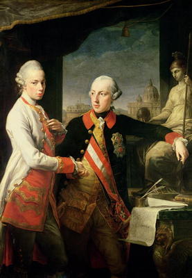 Kaiser Joseph II (1741-90), and the Grand Duke Leopold of Tuscany, 1769, (oil on canvas) à Pompeo Girolamo Batoni