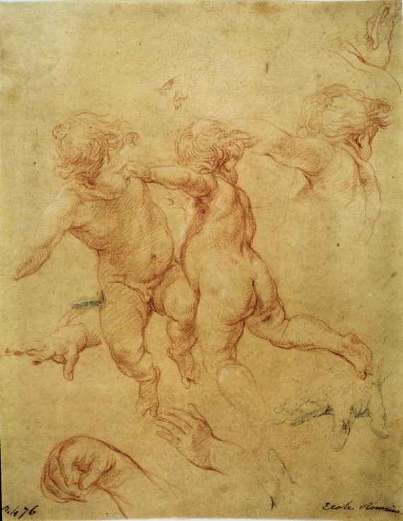 Two flying putti. Study à Pompeo Girolamo Batoni