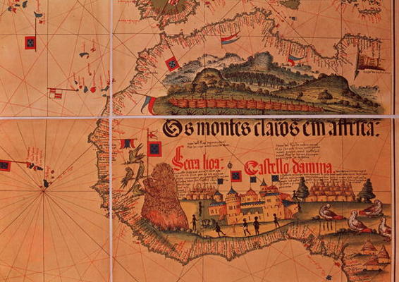 Map of Sao Jorge da Mina, on the Gold Coast of Africa, founded by the Portuguese in 1482 (coloured e à École portugaise