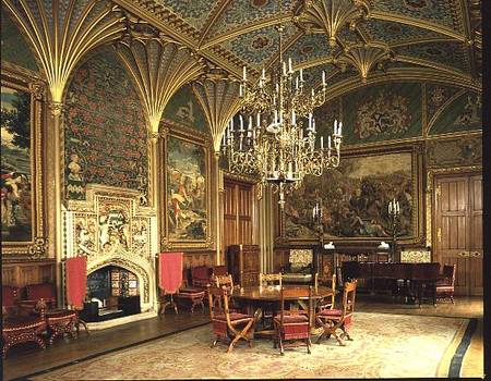 Eastnor Castle, Herefordshire: the drawing room, with furniture designed à Pugin