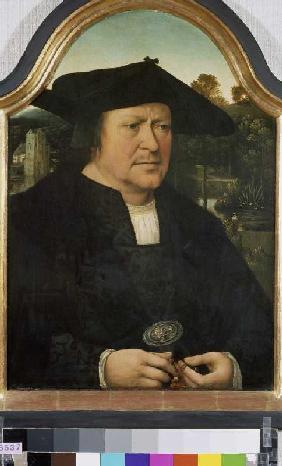 portrait d'un homme inconnu avec un rosaire.