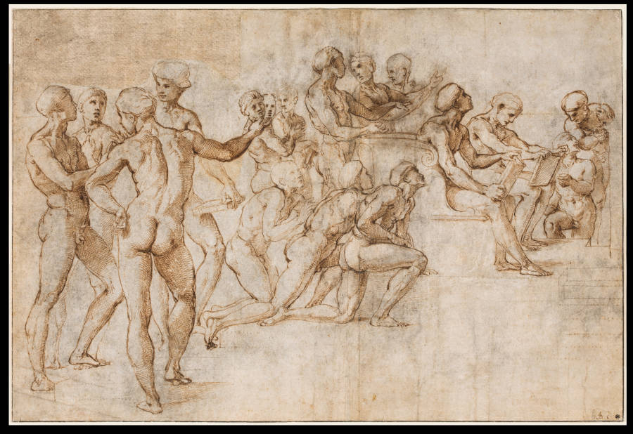 Study for the lower left section of the Disputa à Raffael
