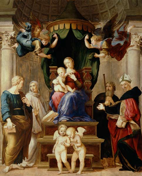 Die Madonna unter dem Baldachin. à Raffaello Sanzio