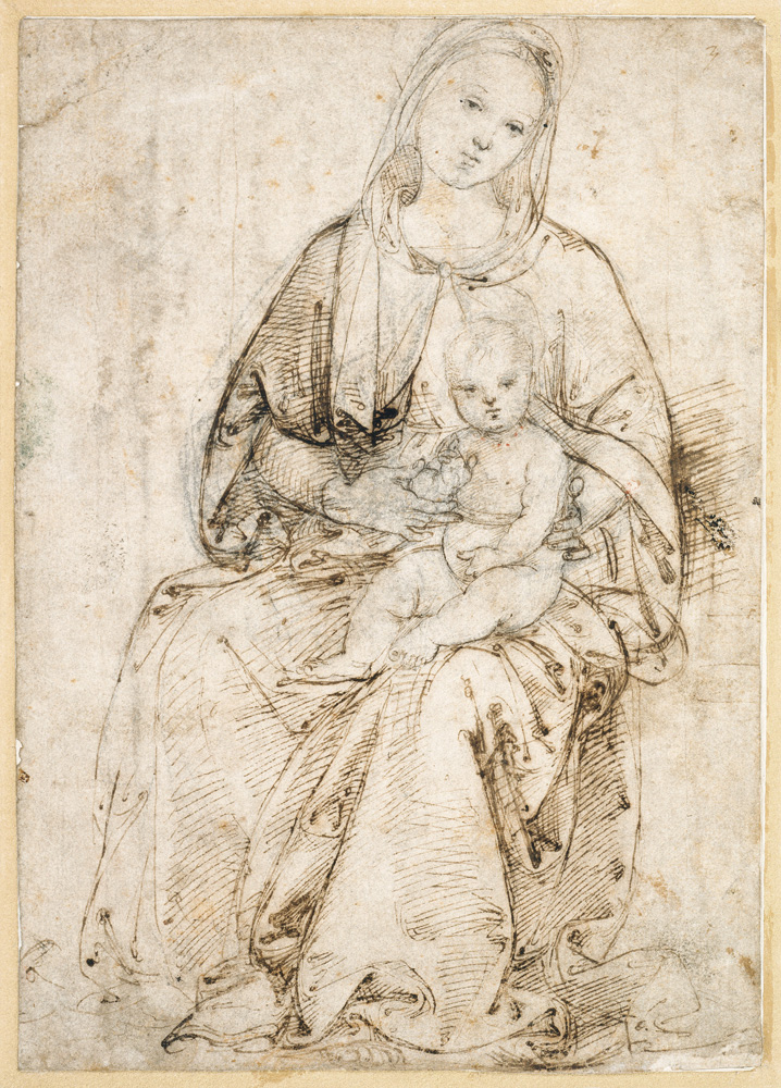 Sitzende Madonna mit Kind. à Raffaello Sanzio