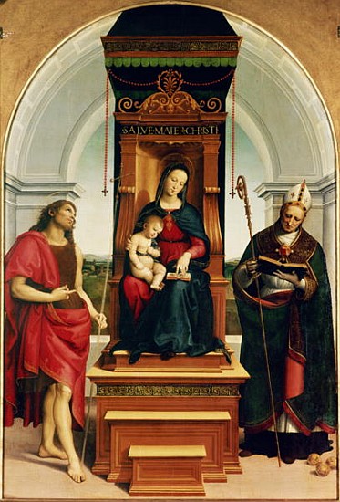 The Madonna and Child with St. John the Baptist and St. Nicholas of Bari à Raffaello Sanzio