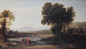 Jacob avec Laban et ses filles dans un paysage large