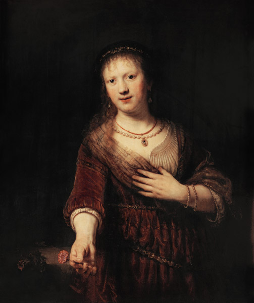 Saskia avec la fleur rouge à Rembrandt Harmenszoon van Rijn