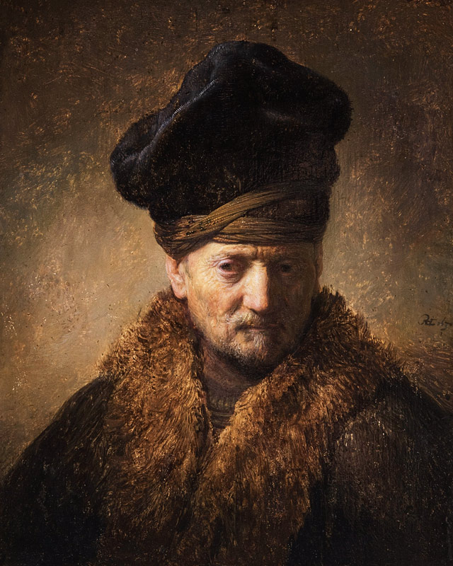 Portrait of an old man with fur hat à Rembrandt Harmenszoon van Rijn