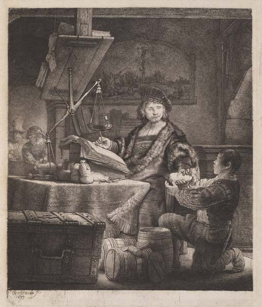 Jan Uytenbogaert, the Goldweigher à Rembrandt Harmenszoon van Rijn