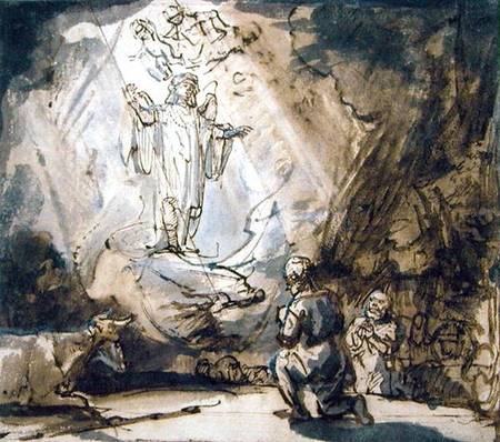 Annunciation to the Shepherds à Rembrandt Harmenszoon van Rijn