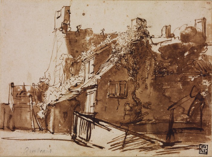 Farmhouse in Sunlight à Rembrandt Harmenszoon van Rijn