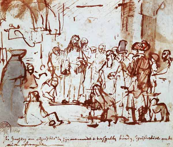 Le Christ et la femme adultère à Rembrandt Harmenszoon van Rijn
