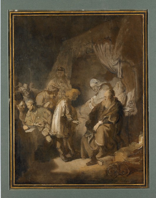 Joseph relating his dreams to his parents and brothers à Rembrandt Harmenszoon van Rijn