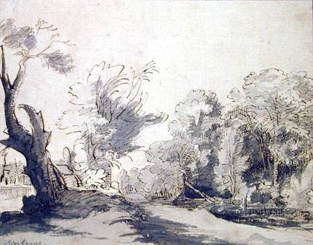 Landscape (pen and ink and wash on paper) à Rembrandt Harmenszoon van Rijn