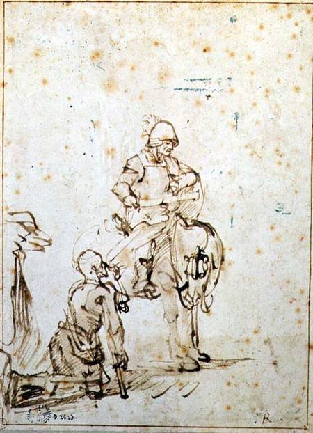 St. Martin and the Beggar (pen & ink on paper) à Rembrandt Harmenszoon van Rijn