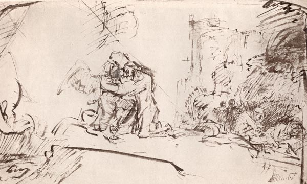 Christ on the Mount of Olives (pen, brush and à Rembrandt Harmenszoon van Rijn