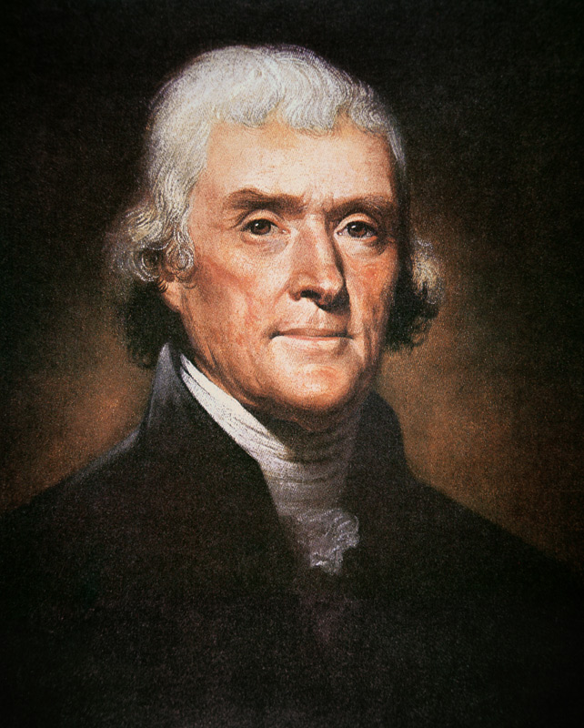 Thomas Jefferson (1743-1826) (colour litho) à Rembrandt Peale
