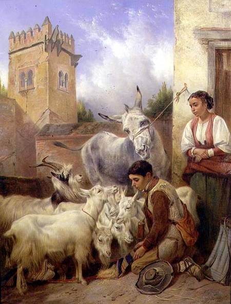 Feeding Goats in the Alhambra à Richard Ansdell