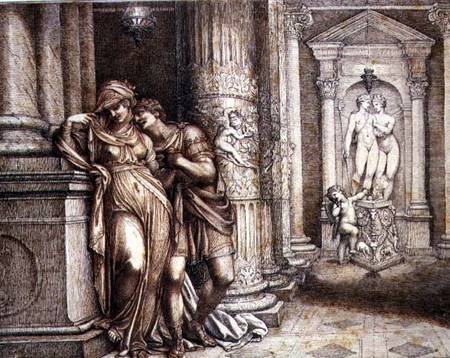 Hero and Leander in the Temple (brush, bistre and pencil on à Richard Cosway