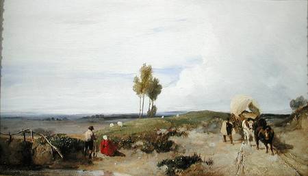 A Ford on the Road from Boulogne to Paris, looking towards St. Omer à Richard Parkes Bonington