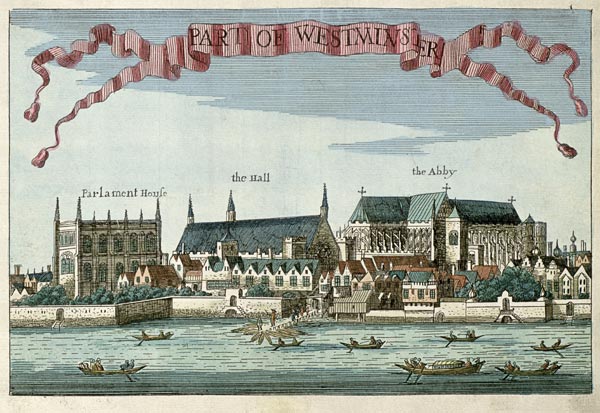 Westminster showing the Abbey, Hall and Parliament House, from ''A Book of the Prospects of the Rema à Robert Morden