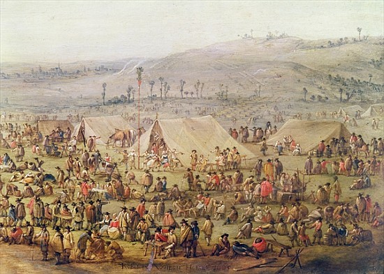 Military Encampment (oil on copper) (detail of 341904) à Robert van den Hoecke