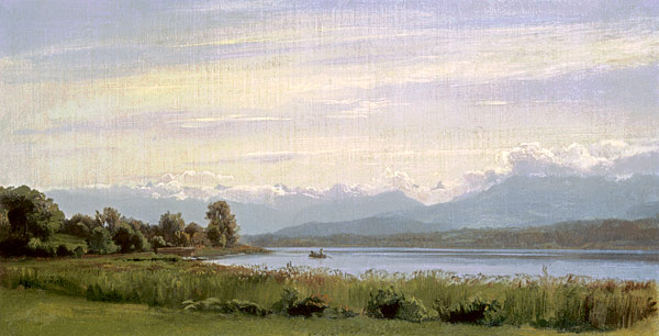 A mountainous lake landscape à Robert Zünd