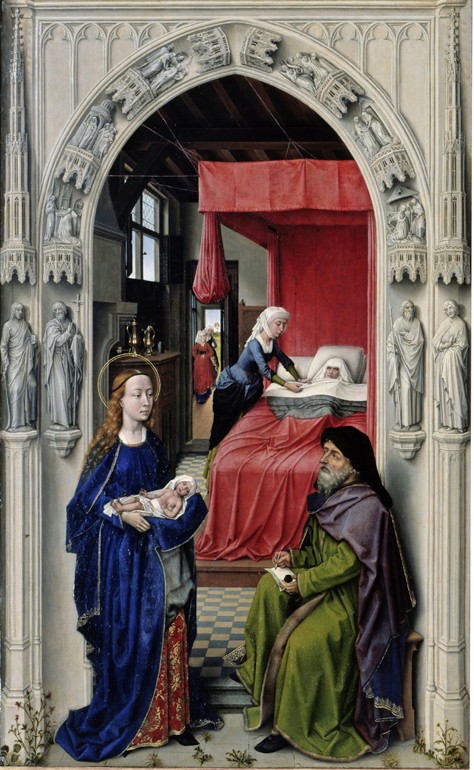 The Nativity of John the Baptist (The Altar of St. John, left panel) à Rogier van der Weyden