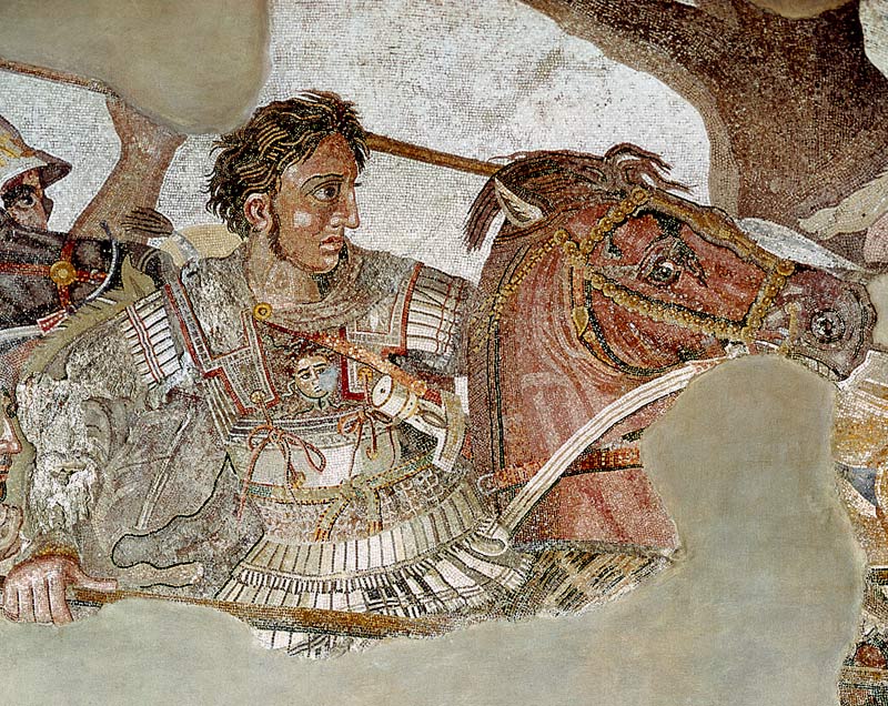 The Alexander Mosaic, detail depicting Alexander the Great (356-323 BC) at the Battle of Issus again à Romain