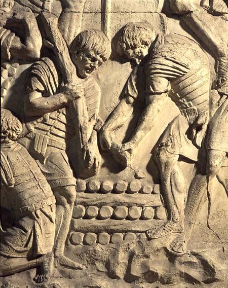 Construction of fortifications during the campaign against the Sarmatians, detail from a cast of Tra à Romain