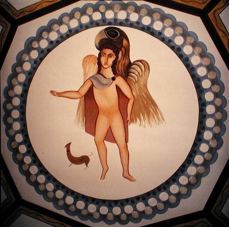 Roundel from a ceiling mural depicting the abduction of Ganymede à Romain