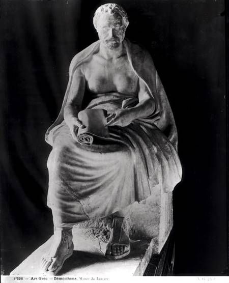 Seated Philosopher, the head thought to be Demosthenes (384-322 BC) (added later) from villa Montalt à Romain