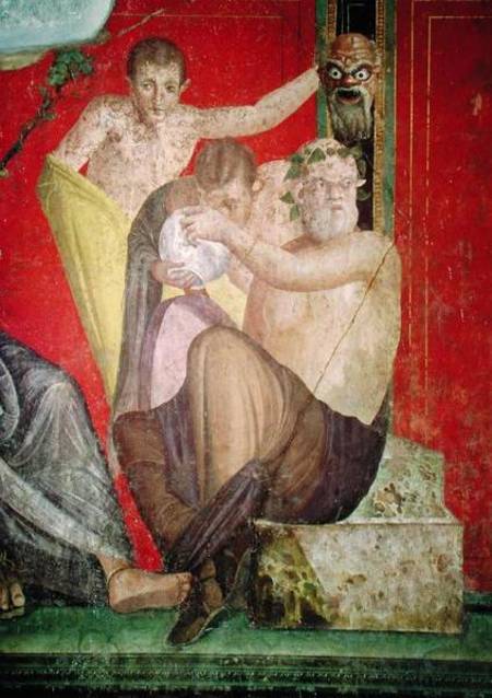 Silenus and the Young Satyr, East Wall, Oecus 5 à Romain