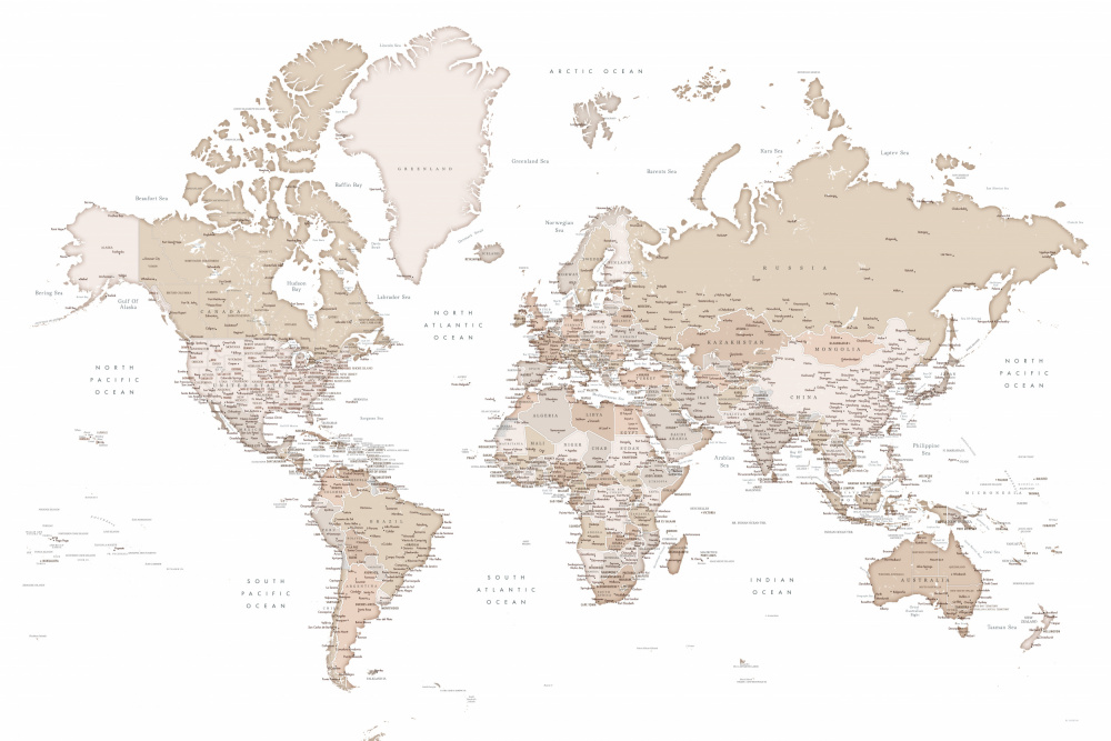 Detailed world map with cities, Louie à Rosana Laiz Blursbyai